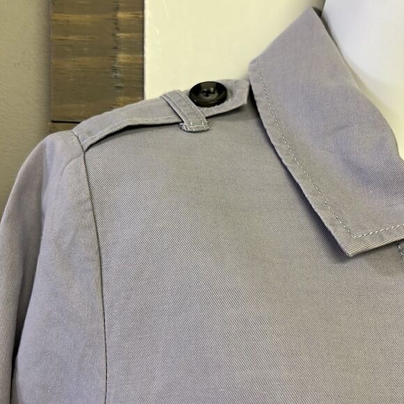 cabi  Tanner Linen Trench Coat Light Blue/Purple Silver Lake Medium #5296 - Picture 8 of 16